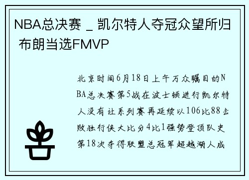 NBA总决赛 _ 凯尔特人夺冠众望所归 布朗当选FMVP